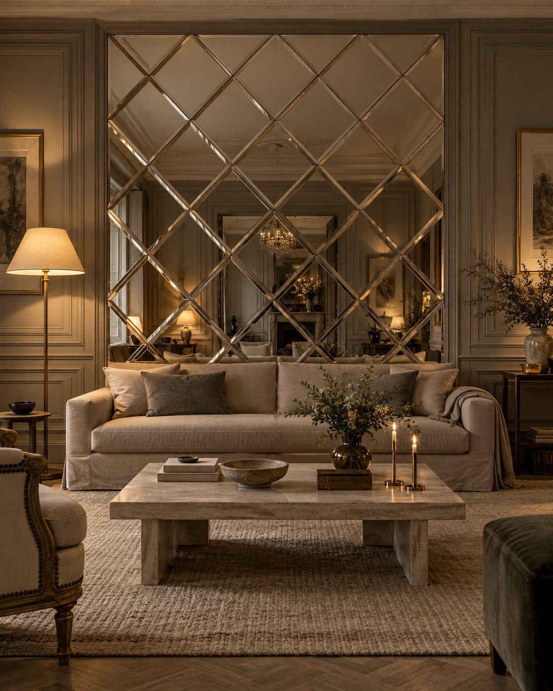 Living: pared biselada